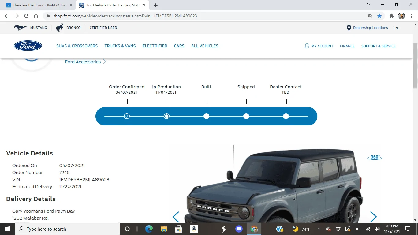Ford Bronco estimated delivery Screenshot (6)
