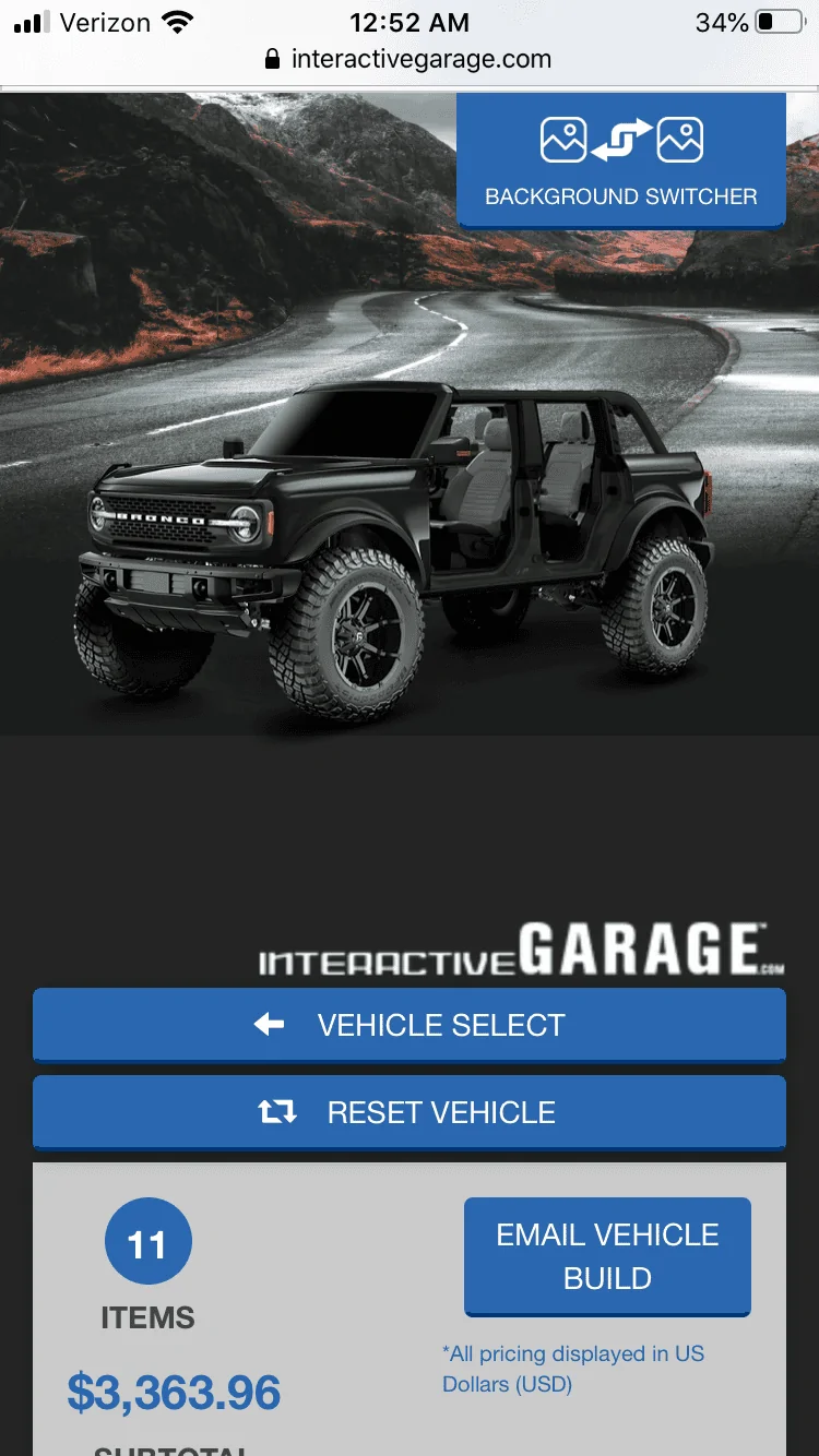Ford Bronco 2 door Bronco and new options added to Interactive Garage builder 080C165B-C4EF-4CE2-A285-4E78376FC0B3