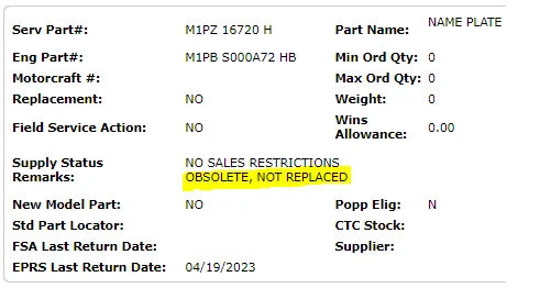 Ford Bronco First Edition Badges showing "obsolete"? 1636653586022