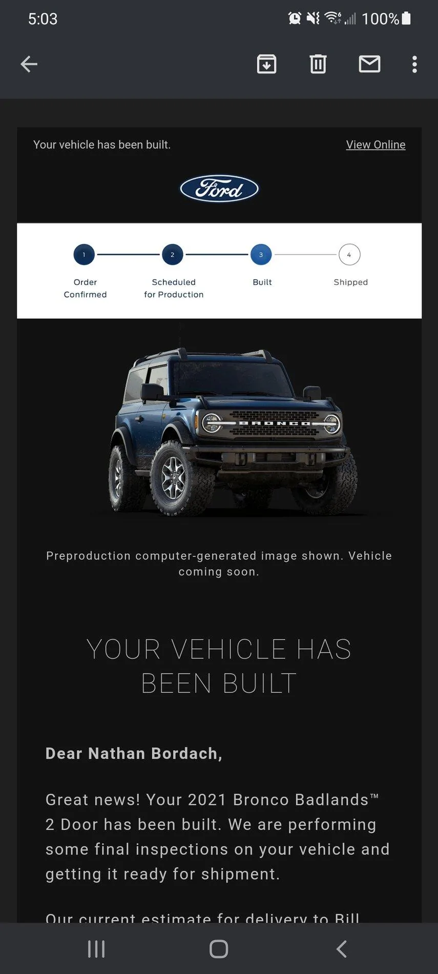Ford Bronco *** DIRT MOUNTAIN Broncos - Built, Shipped, Delivered Tracker*** Screenshot_20211112-050314_Gmail