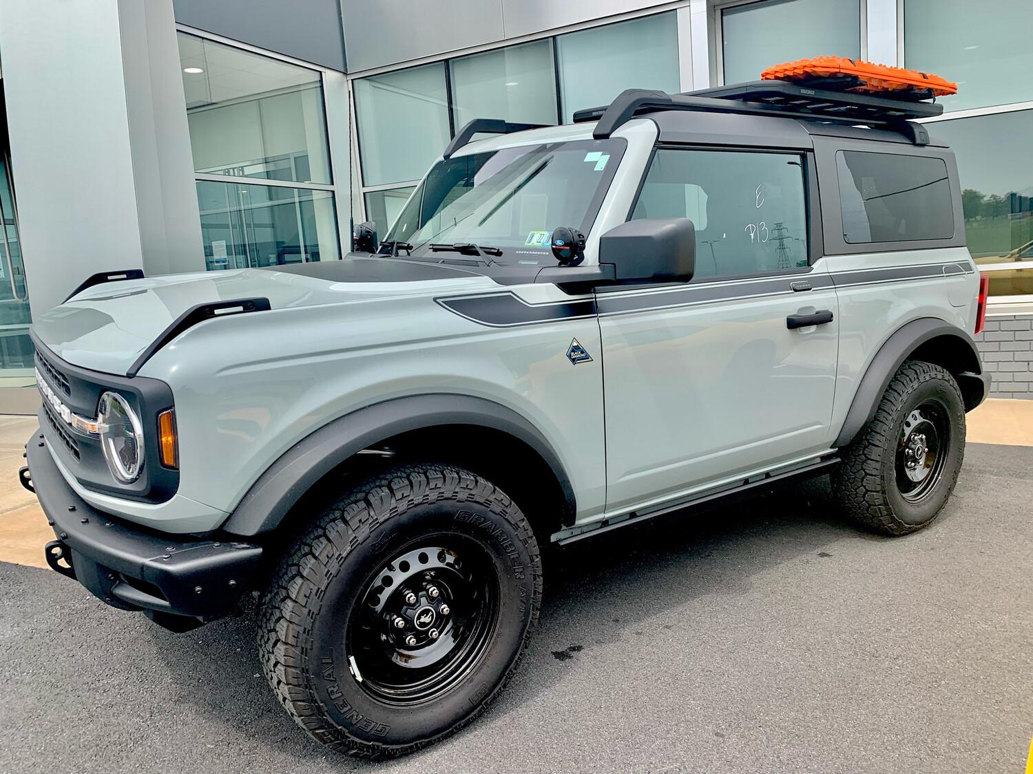 Ford Bronco Battleship Grey Stripes on White 2445924713