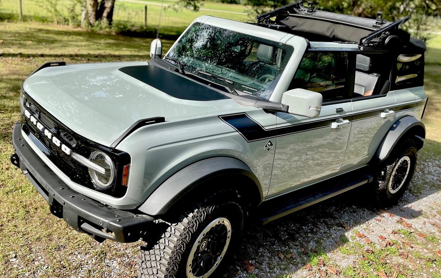Ford Bronco Battleship Grey Stripes on White 2593271682