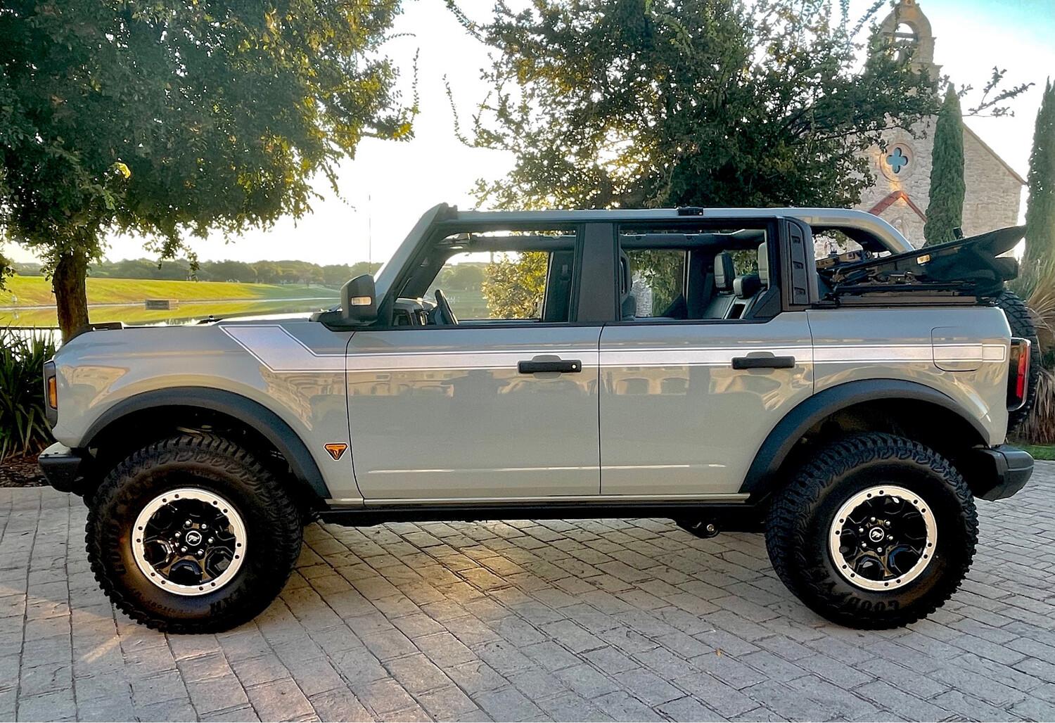 Ford Bronco Battleship Grey Stripes on White 2575537813