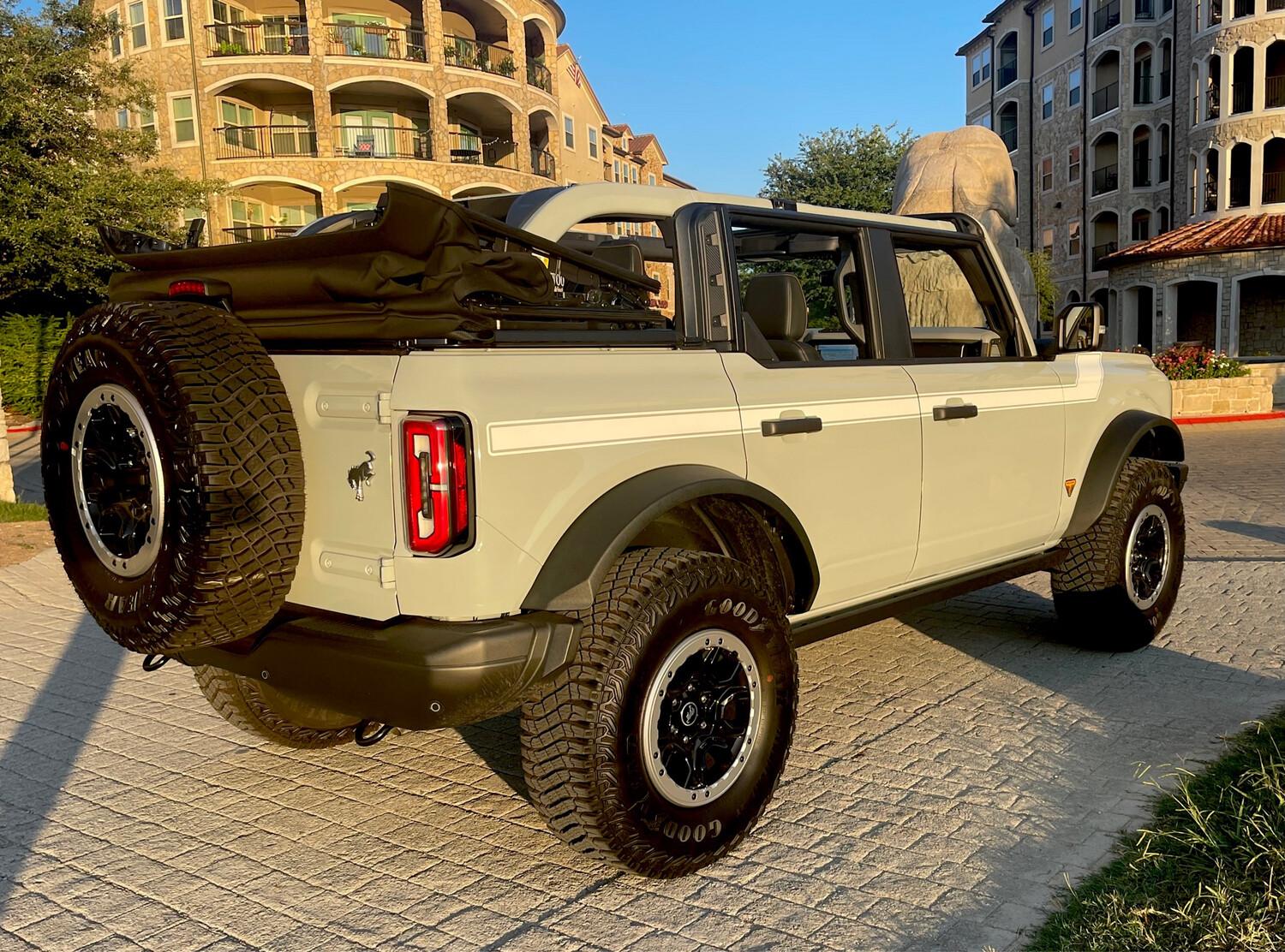 Ford Bronco Battleship Grey Stripes on White 2575530193
