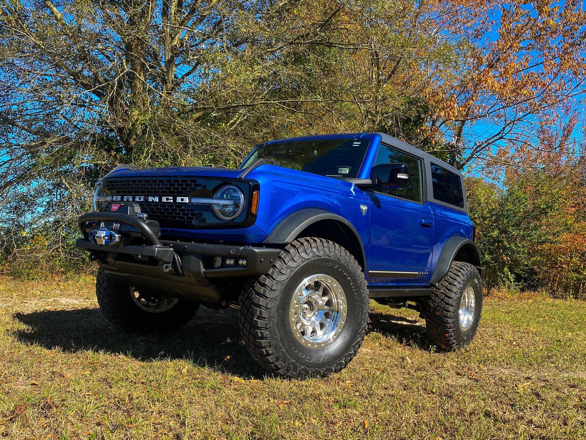 Ford Bronco First Edition 2-Door Bronco w/ Method Beadlocks, 37" BFG KM3, RPG Perch Collars, Billet A-Arms, Warn, Factor 55, Baja Design First Edition 2-Door Bronco w: Method 101 17x9 Beadlocks, 37x12.50 BFG KM3, RPG Perch Collars,