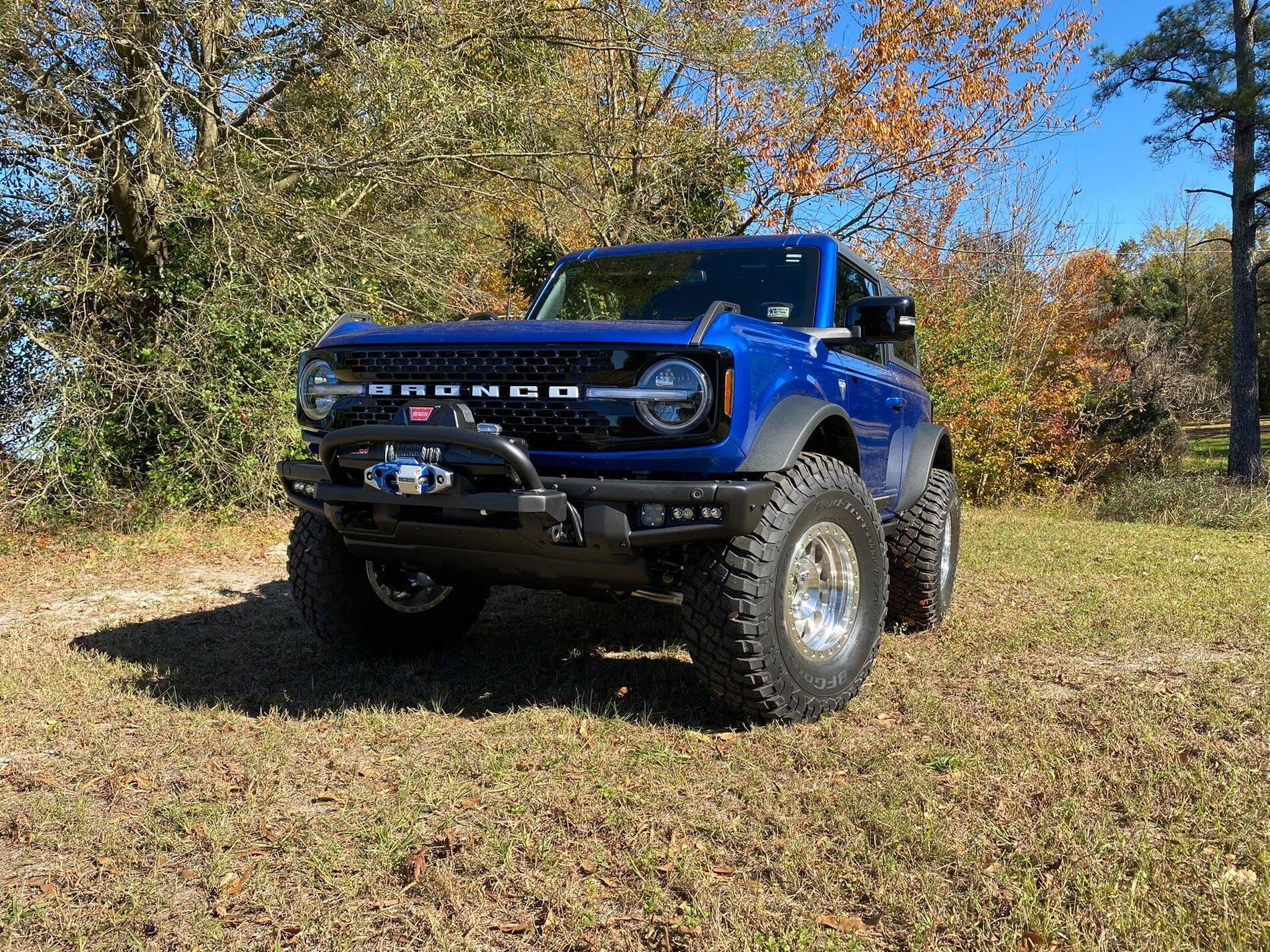 Ford Bronco First Edition 2-Door Bronco w/ Method Beadlocks, 37" BFG KM3, RPG Perch Collars, Billet A-Arms, Warn, Factor 55, Baja Design First Edition 2-Door Bronco w: Method 101 17x9 Beadlocks, 37x12.50 BFG KM3, RPG Perch Collars,