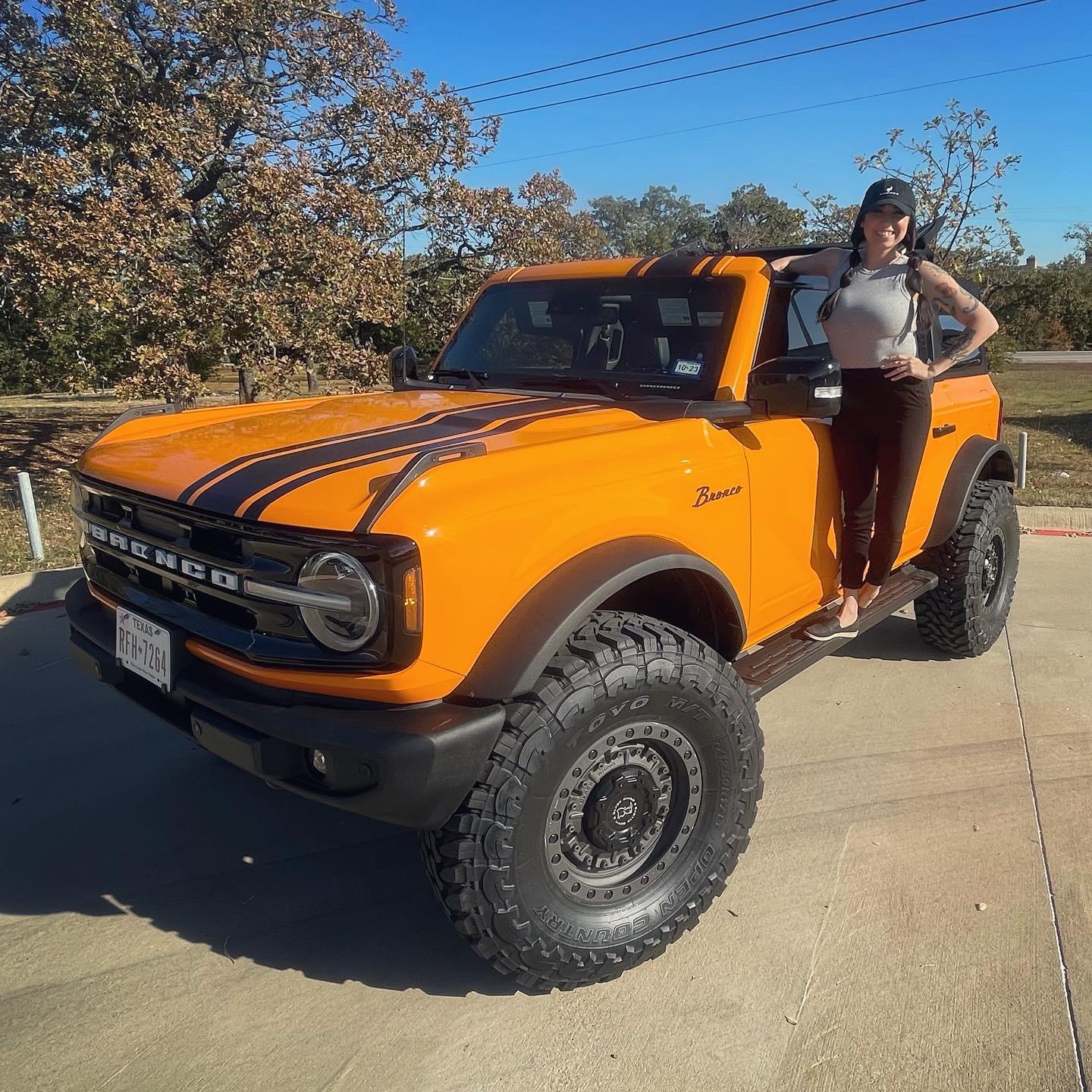 Ford Bronco Orange Wrap. 3.5" Rough Country Lift. 37" Toyo Tires. 17" Black Rhino Wheels. 🖤🙏🏽🧡 6073A1A3-E2F9-42F9-A027-D9F1BFF9C10D