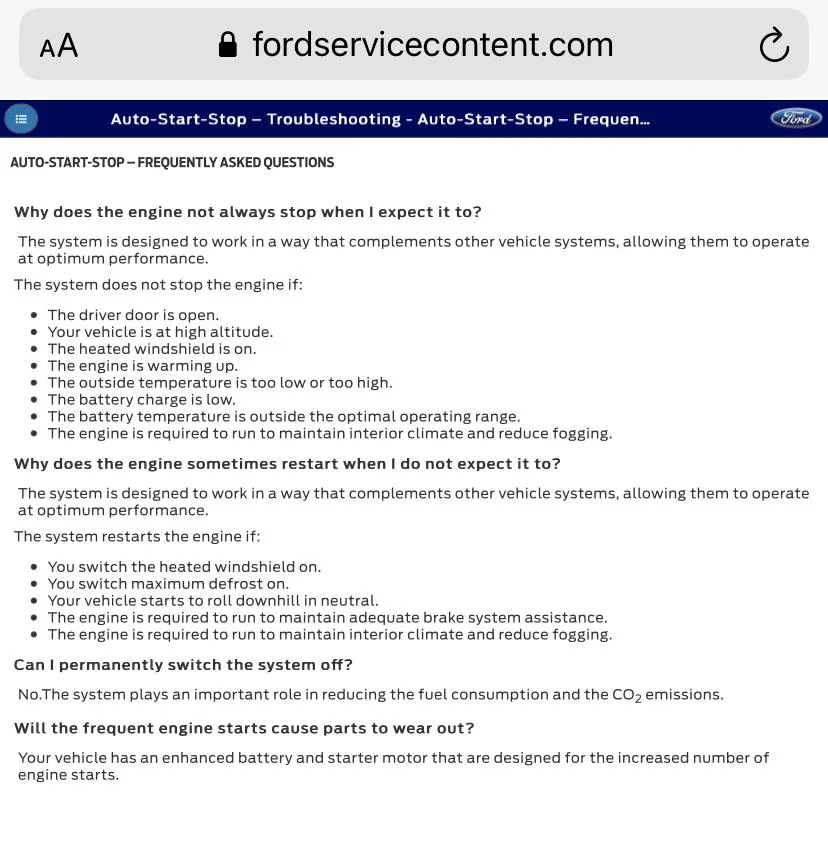 Ford Bronco Auto Stop / Start stopped working 4178EE3E-8CA0-4641-809F-C1C690401354