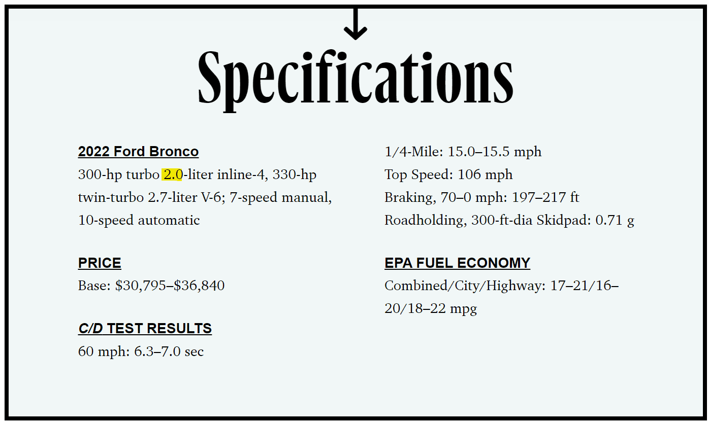 Ford Bronco 2022 Bronco named a Car and Driver 10Best car and driver