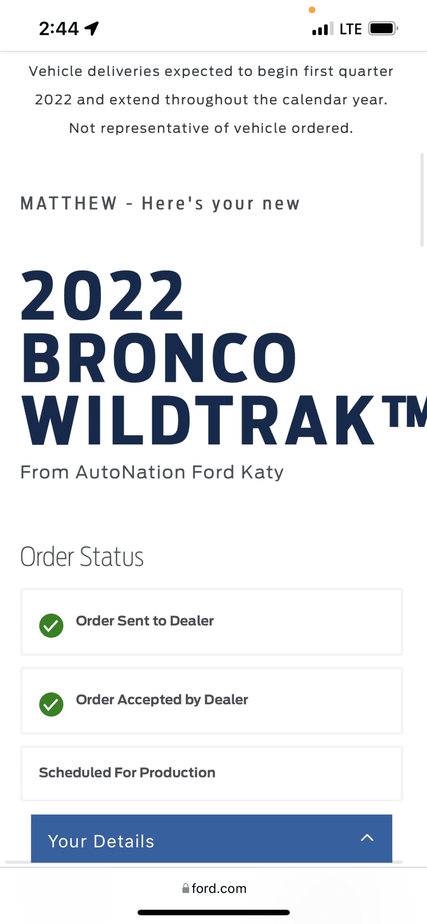 Ford Bronco ⏱ 2022 Bronco Scheduling Upcoming Week (11/15) For 4 Build Weeks in January! 31CDECAA-C53A-4F04-8CED-9BA01A5979D7
