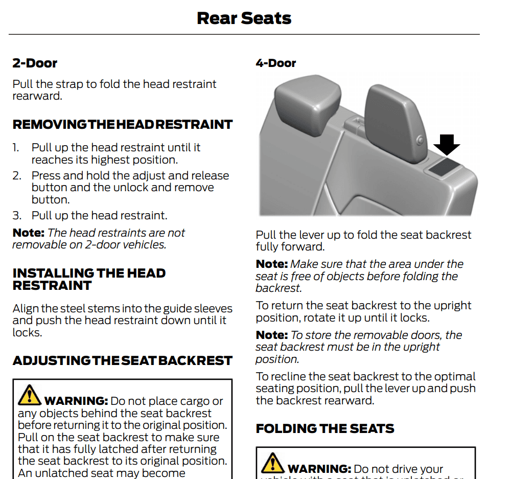 Ford Bronco 2-door Bronco rear headrest removal possible? rear head rest