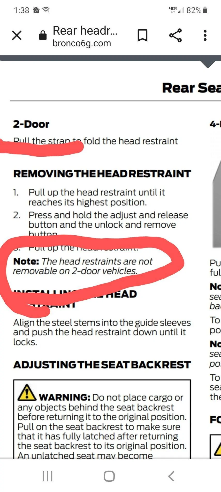 Ford Bronco 2-door Bronco rear headrest removal possible? Screenshot_20211117-133852_Chrome~2