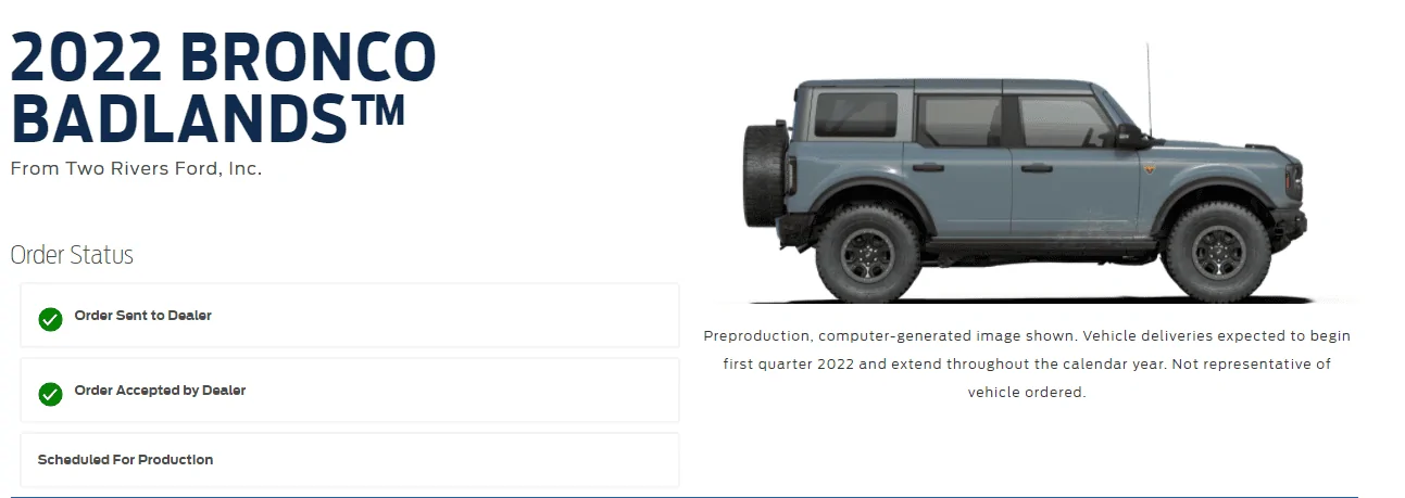 Ford Bronco ⏱ 2022 Bronco Scheduling Upcoming Week (11/15) For 4 Build Weeks in January! 1637262021592