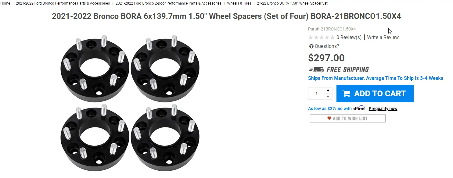 Ford Bronco Wheel Spacers on non-squatch Big Bend? 1637270776444