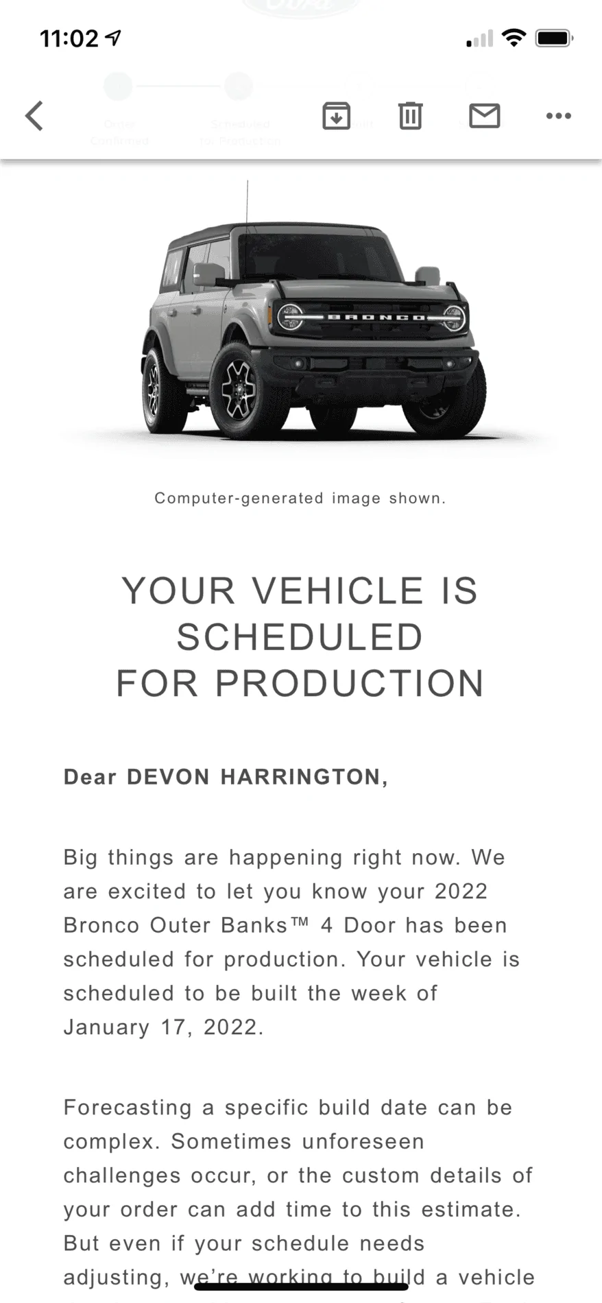 Ford Bronco 📬 11/18/22 Scheduling Email Received Group 09F7989F-0C8D-480C-A4EC-3B7EF198803D