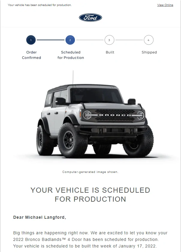 Ford Bronco 📬 11/18/22 Scheduling Email Received Group 1637273374859