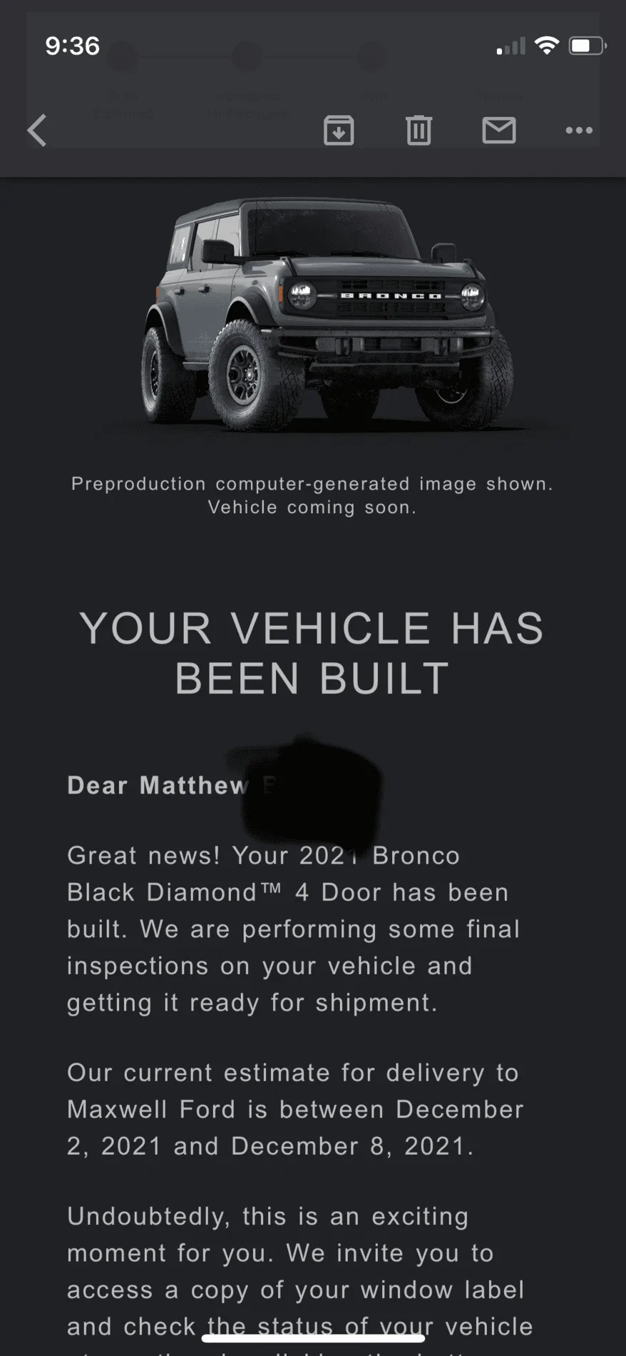 Ford Bronco No Bronco Scheduling Next Week (11/22) 1637422689250