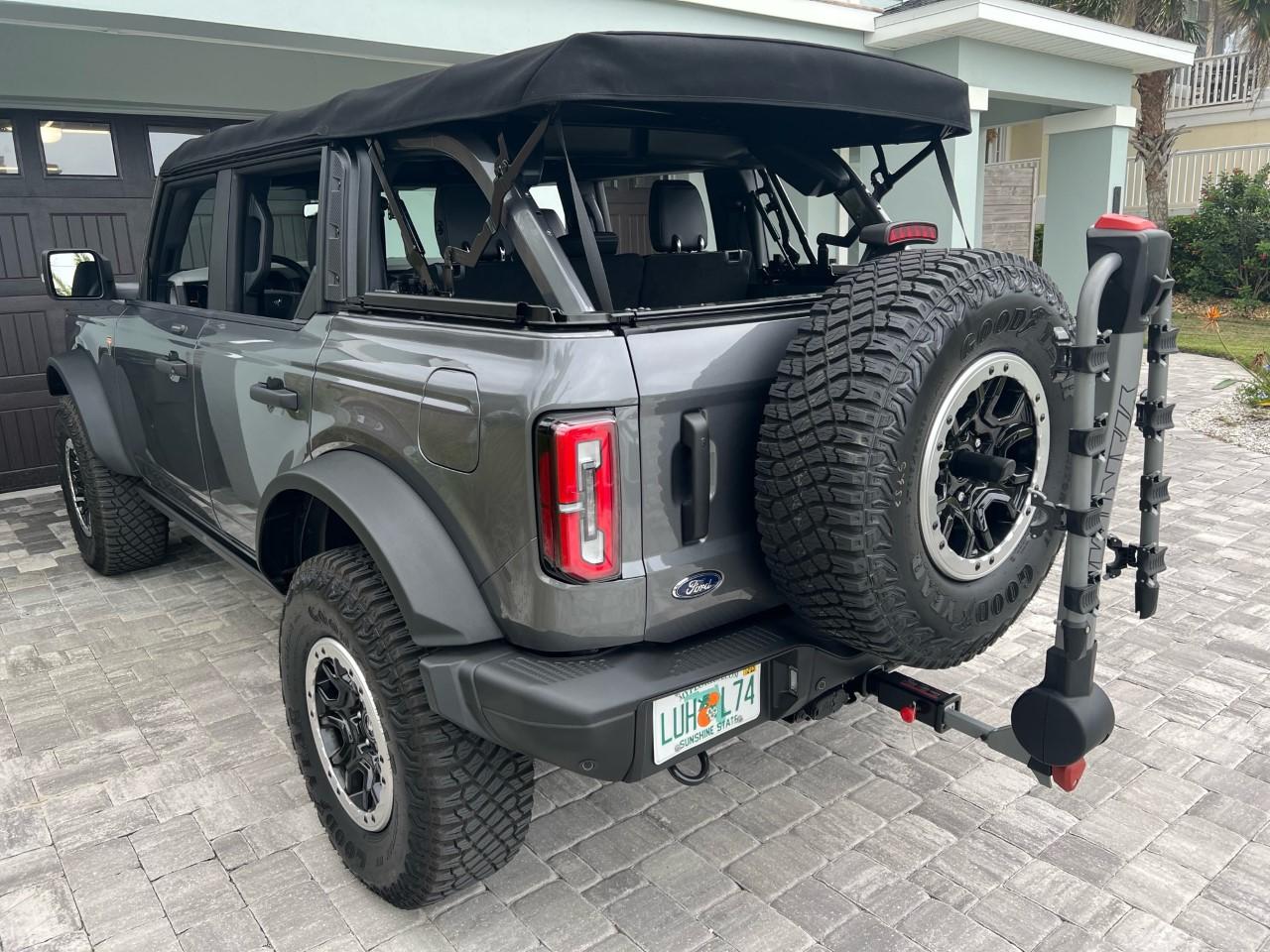 Ford Bronco Installed Yakima Tilt-Away Bike Carrier & Yakima StraightShot Hitch Extender - Bronco w/ SAS Rack 2