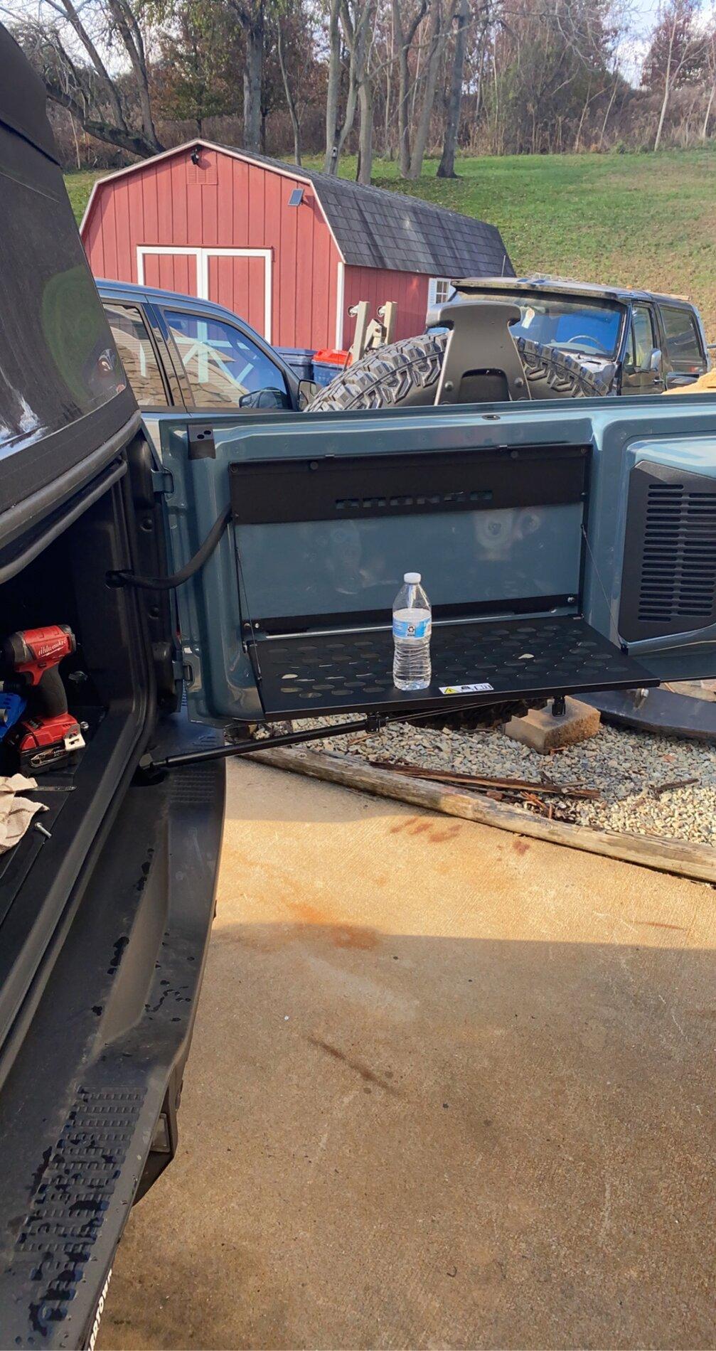 Ford Bronco Ford tailgate table interferes with cargo area enclosure 209A575B-4554-4A5C-A44C-5F4779B66C3D