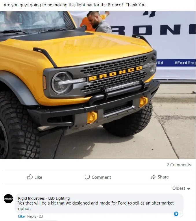 Ford Bronco Bumper Mounted LED Light Bar 1637788016171