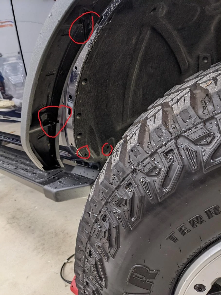 Ford Bronco DIY dremel solution - how to mount Ford Front Mudflaps on Sasquatch with Step Bars PXL_20211126_163851057