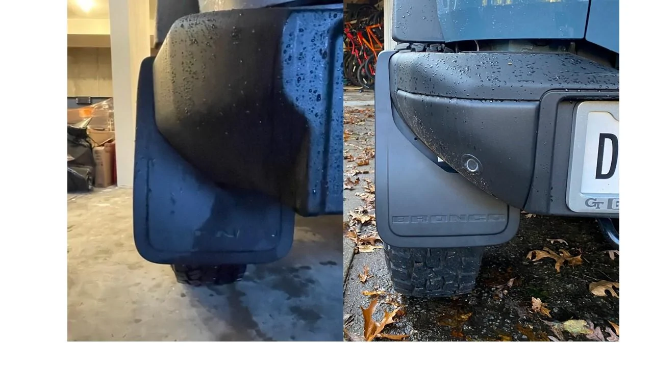 Ford Bronco More OEM Splash Guard installed details rear flap bumper 