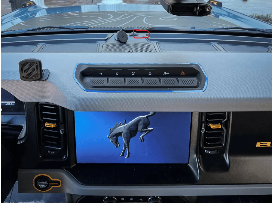 Ford Bronco Alarm LED Install location bronco_dash