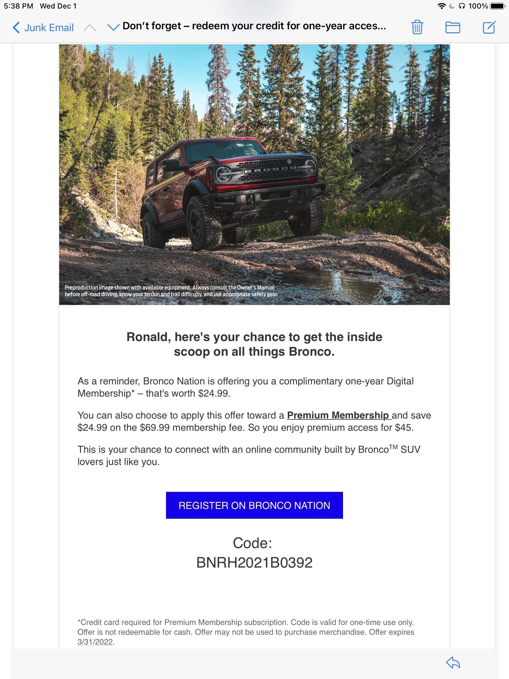 Ford Bronco Does anyone want this 7336523B-13F4-485F-99C2-6E69CC819C91