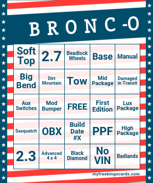 Ford Bronco [NOW SCHEDULING 12/9] ⏱ 2022 Bronco Scheduling Next Week (12/6) For 4 Build Weeks - 1/31 to 2/21 Bronc-O Bingo