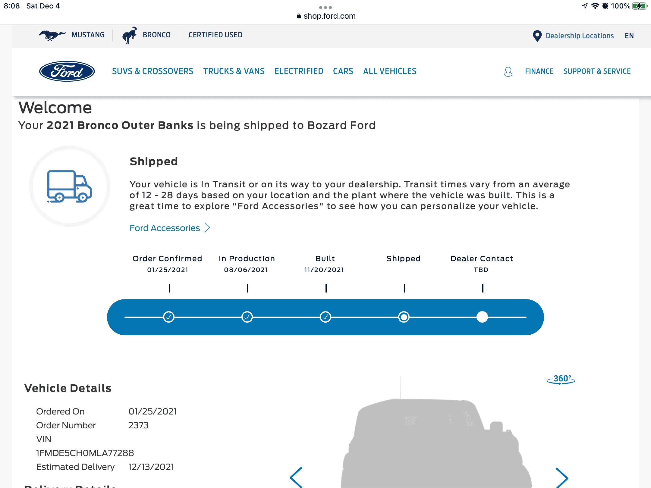 Ford Bronco AEMS Data disappeared 10 days after shipped date. 2F719815-79FC-4367-95F7-D971CD6DB2A1