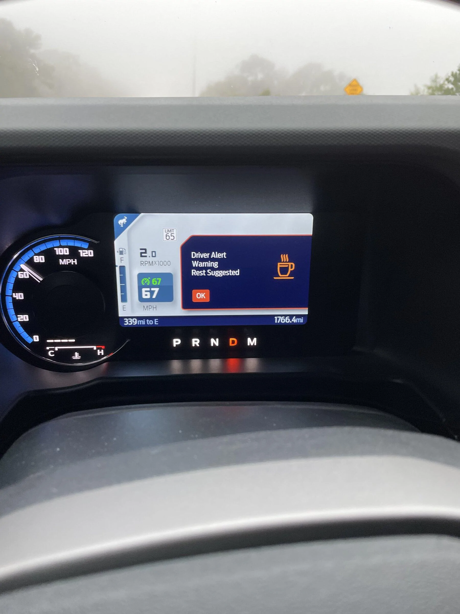 Ford Bronco Dashboard message: Driver Alert Warning Rest Suggested 4DD50829-097D-43EE-9433-613A3383403F