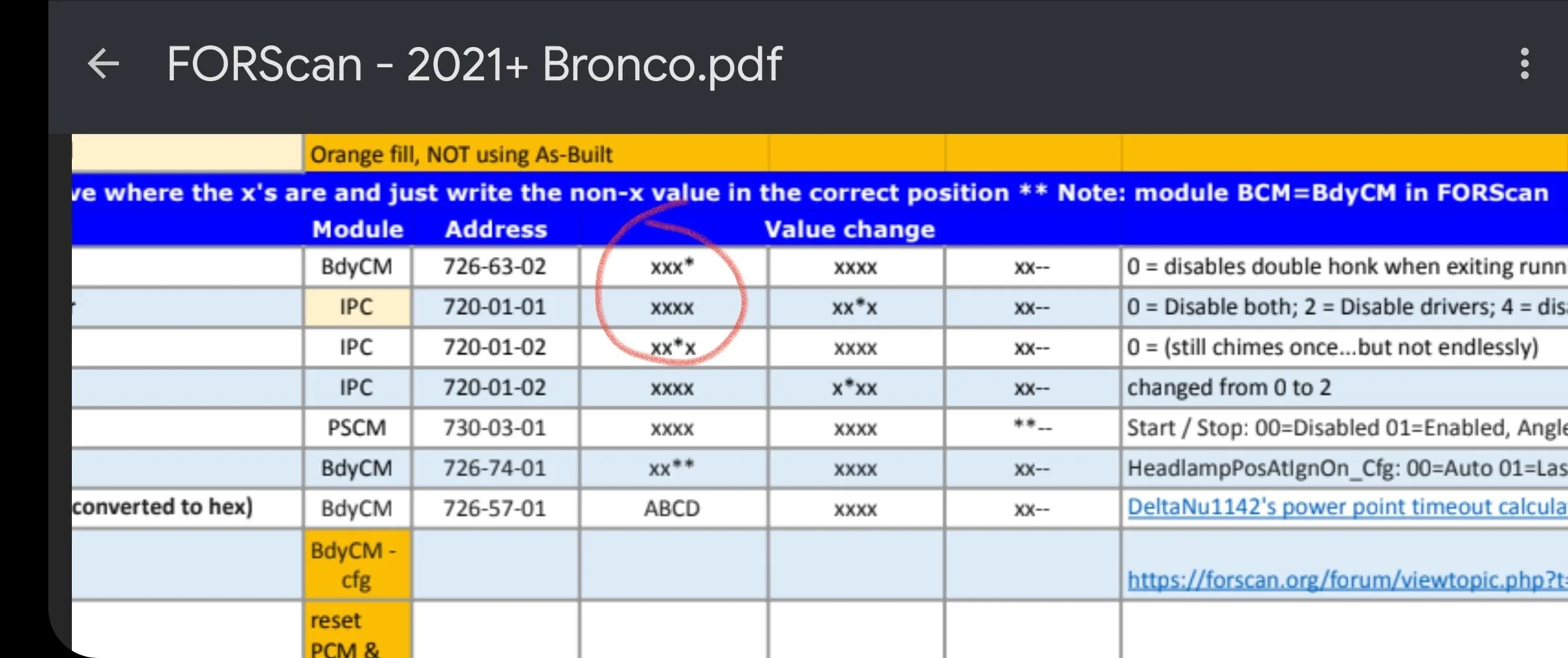 Ford Bronco 2021+ Bronco ForScan Thread Screenshot_20211206-063444_Sheets