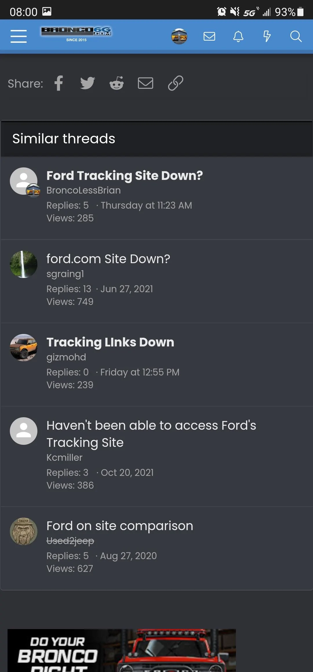 Ford Bronco Ford Tracking Site Down? Screenshot_20211207-080016_Brav