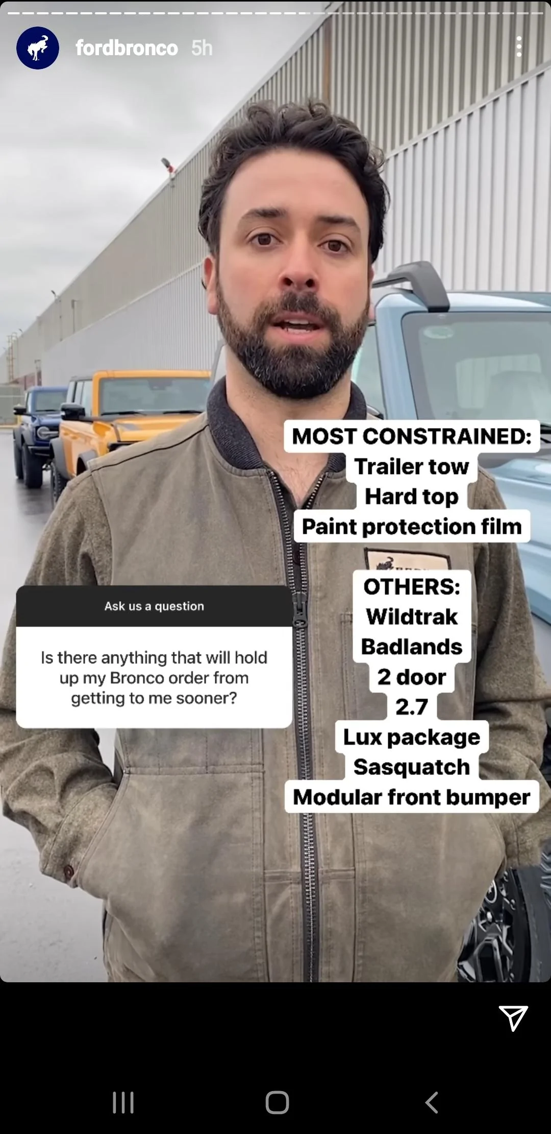 Ford Bronco Bronco teams answers questions Screenshot_20211207-195511_Instagram