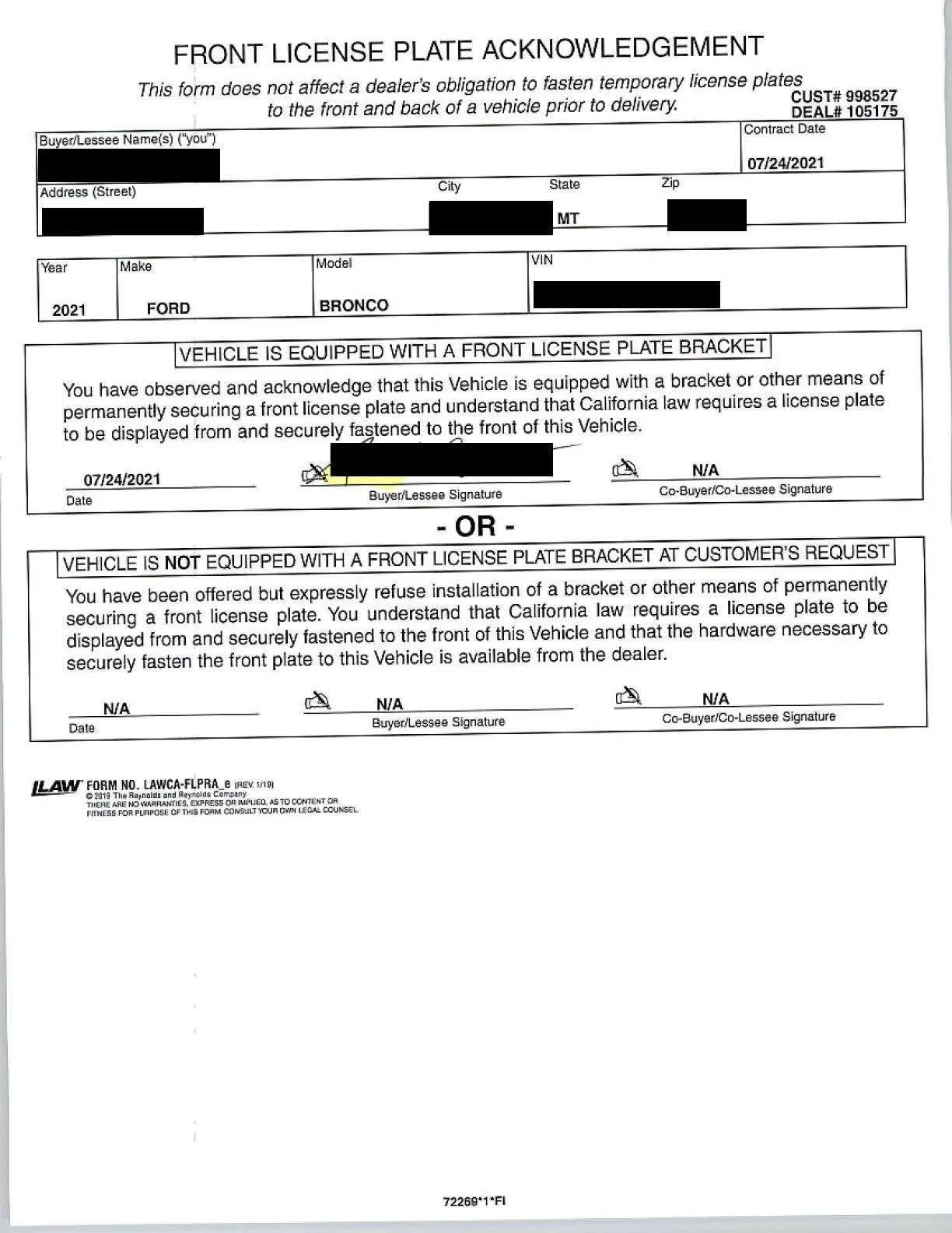Ford Bronco Dealer drilled front grill- options? Bronco Purchase Paperwork 10
