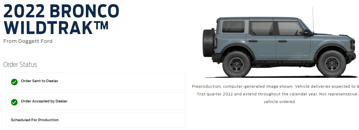Ford Bronco Production Scheduling Hitting Trackers (12/9) 1639068767000