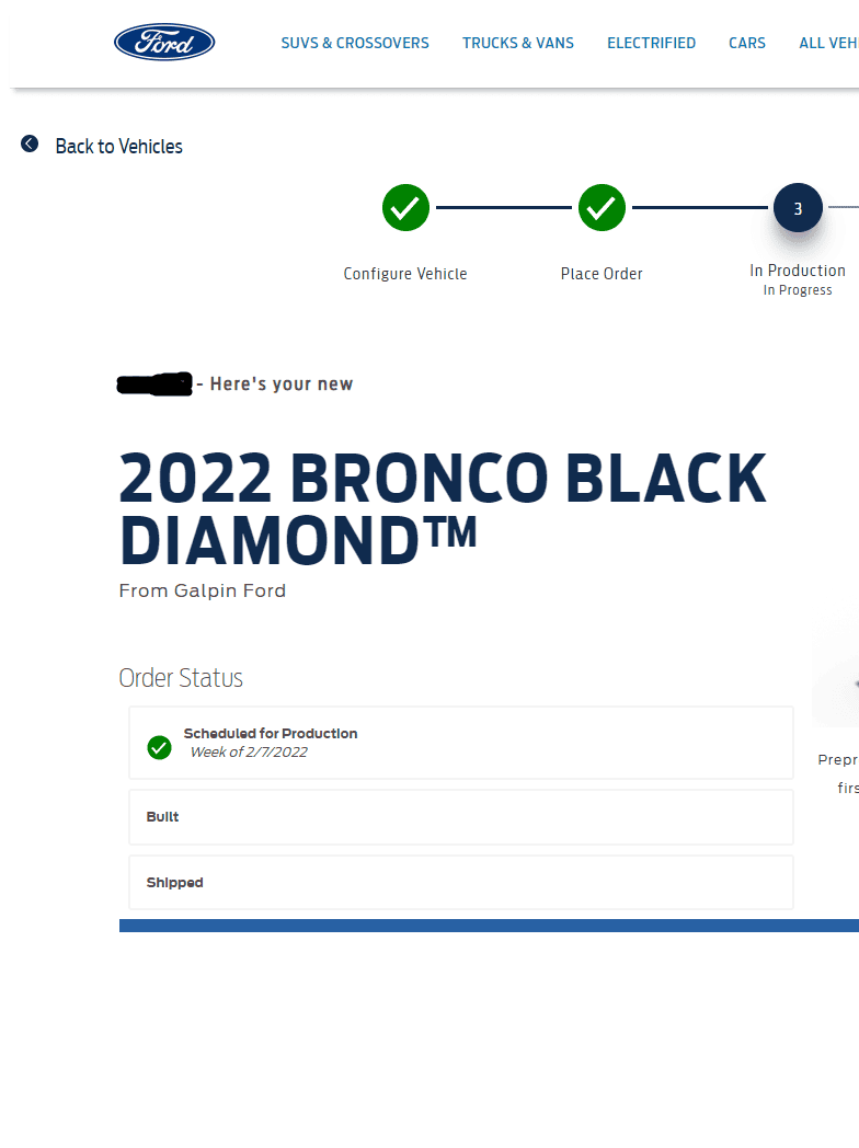 Ford Bronco Production Scheduling Hitting Trackers (12/9) sched pic