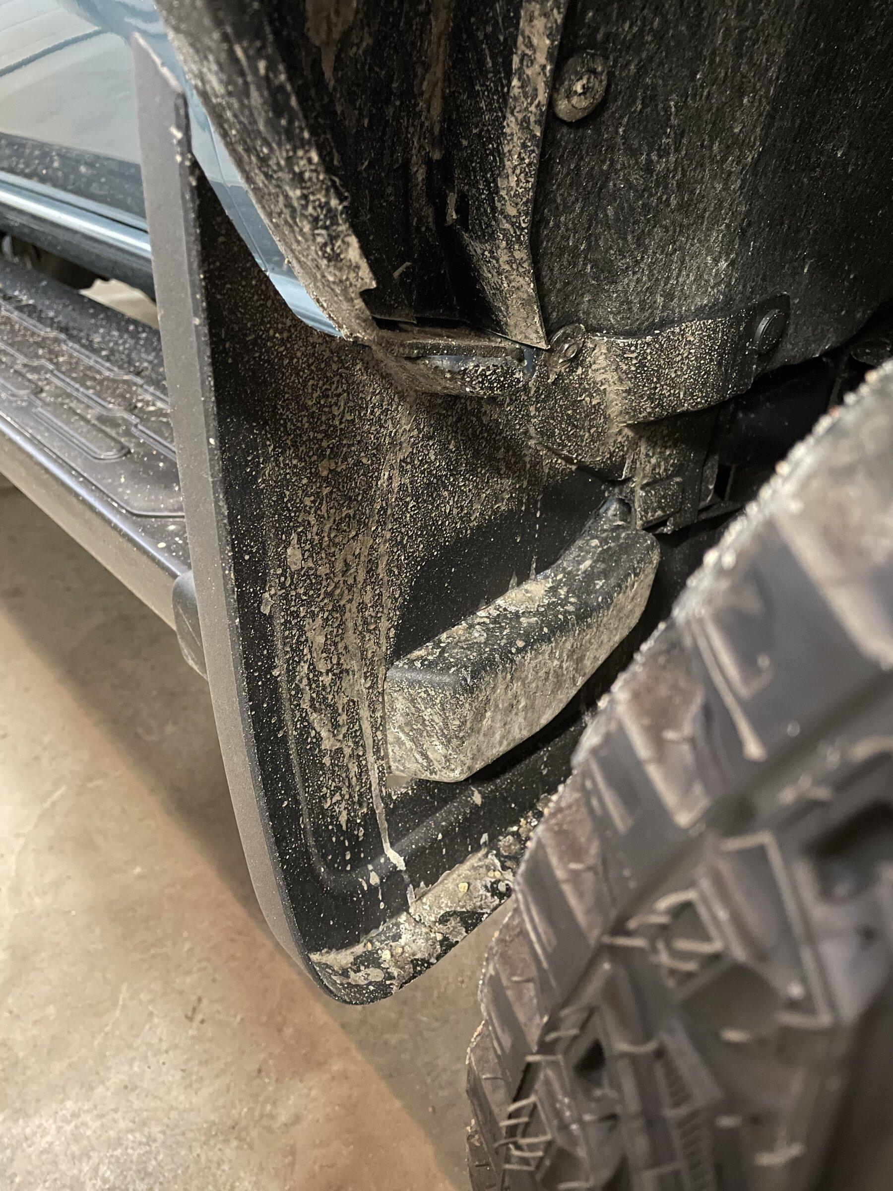 Ford Bronco Ford OEM Mud Flaps / Splash Guards trimmed to fit OBX Sasquatch with side steps 357C23BC-E124-40AC-AA22-568F9A690B38