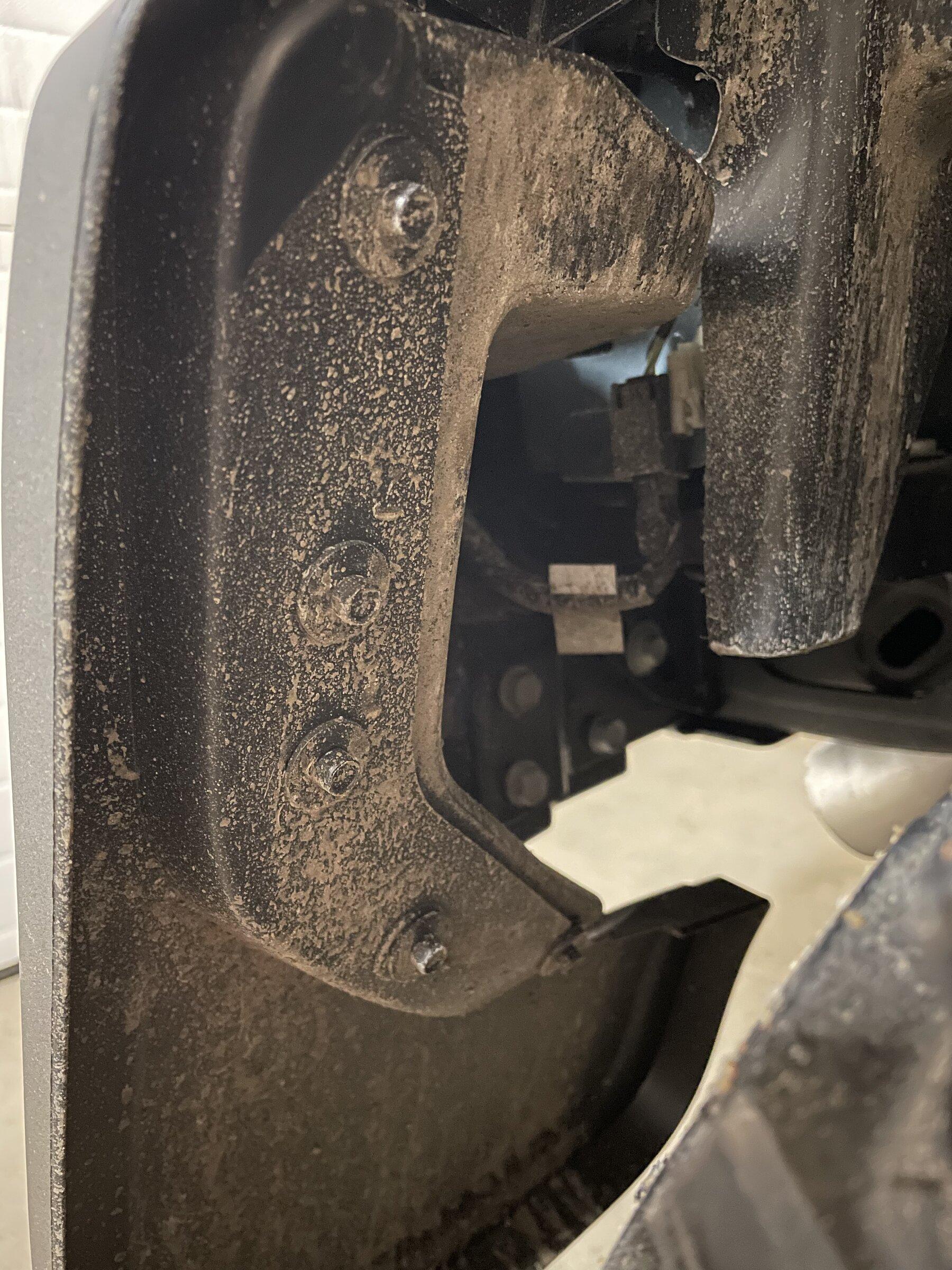Ford Bronco Ford OEM Mud Flaps / Splash Guards trimmed to fit OBX Sasquatch with side steps 98919227-7884-4D9C-8643-BDA231ACF1BE