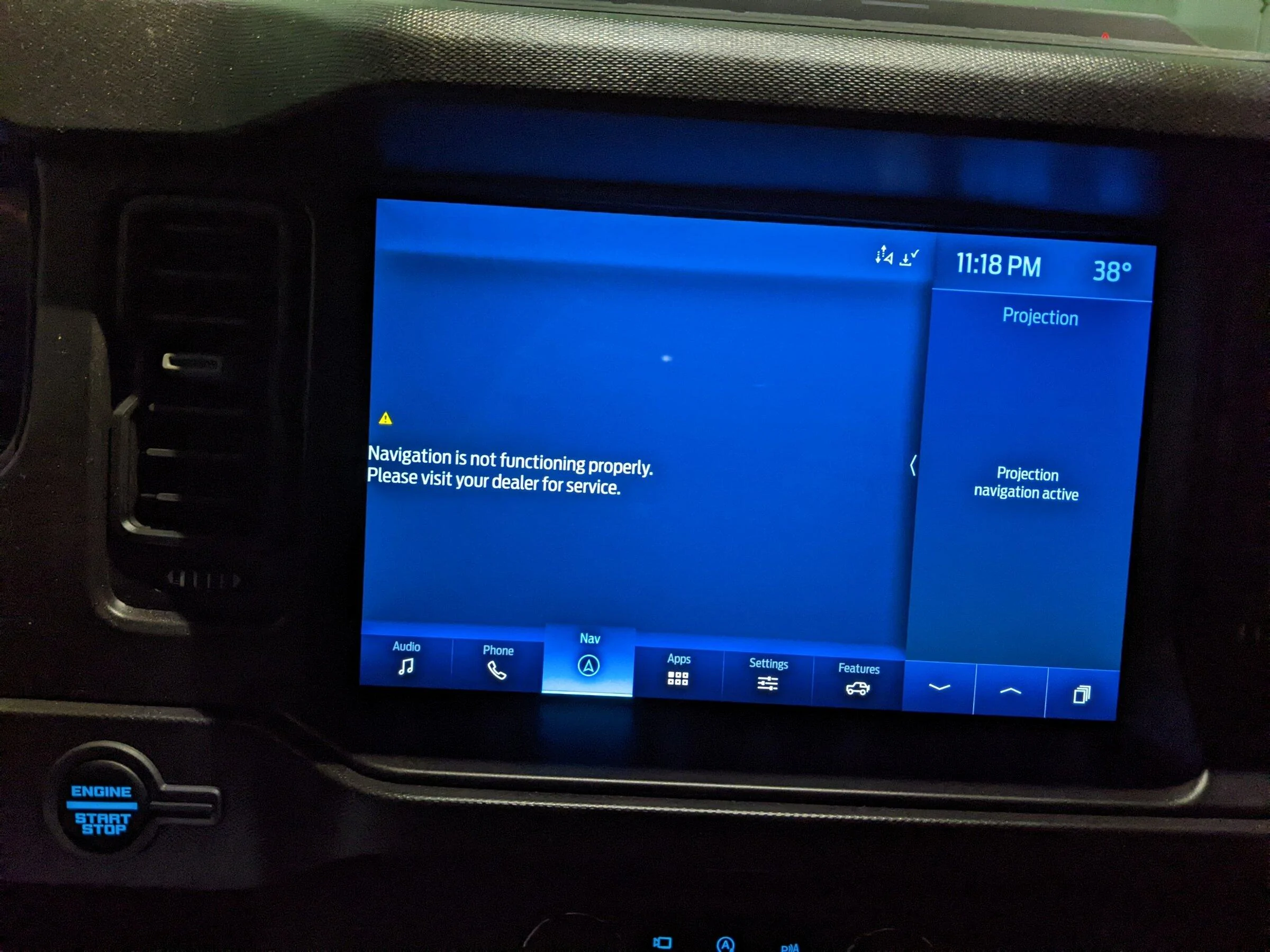 Ford Bronco "Navigation is not functioning properly." error message PXL_20211213_041840721