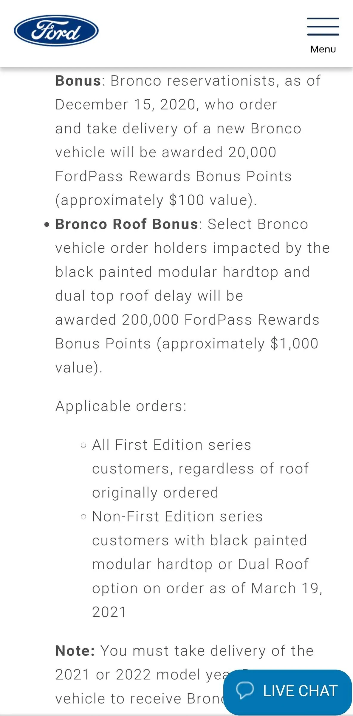 Ford Bronco Weird... Just earned 306,000 Ford Pass Points Screenshot_20211214-153450_Chrom
