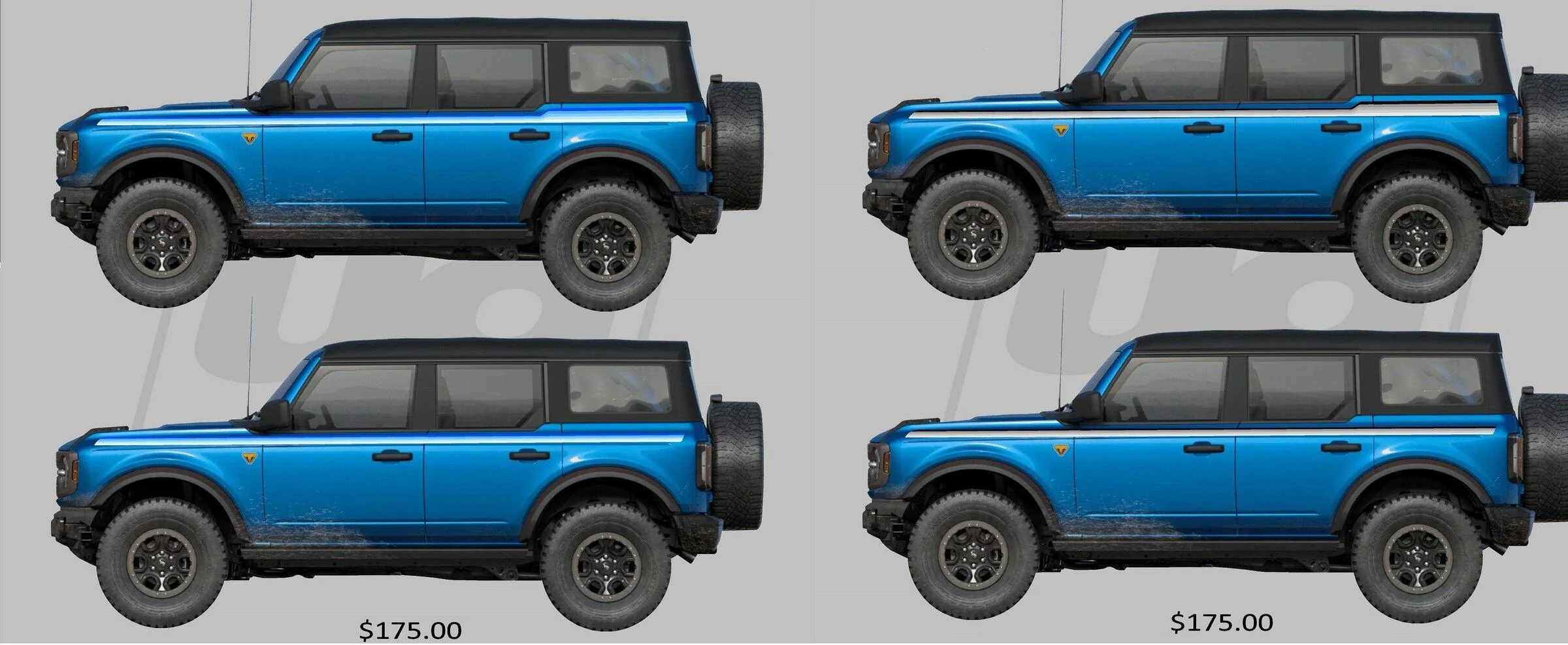 Ford Bronco Bronco stripes - what do you think? Bronco 5 bar stripe- both