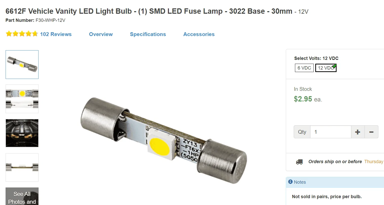 Ford Bronco What bulb is this? (Vanity Mirror) 1640223956037