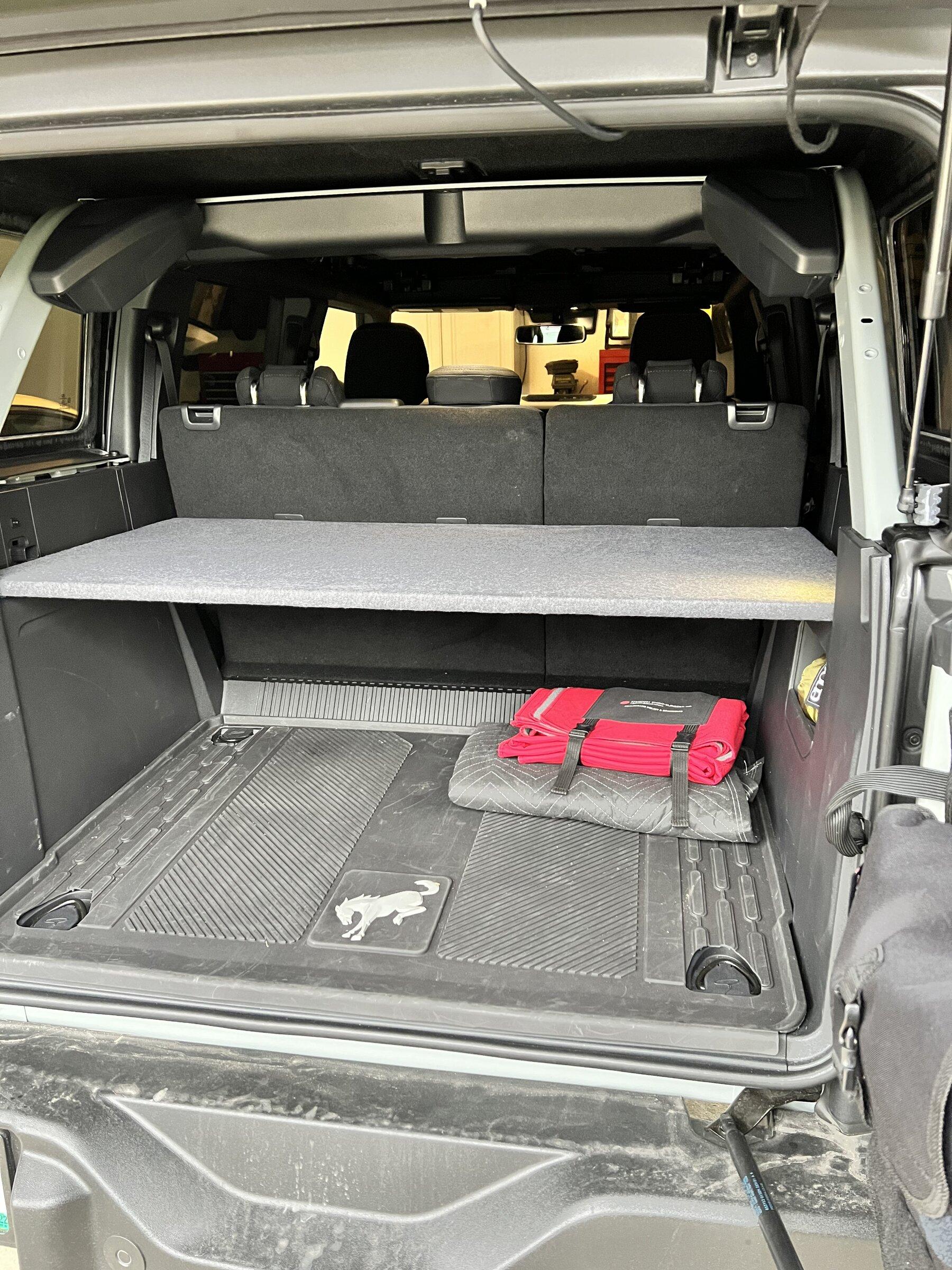 [DIY] $28 trunk storage shelf for 4 door Broncos. No cutting required ...