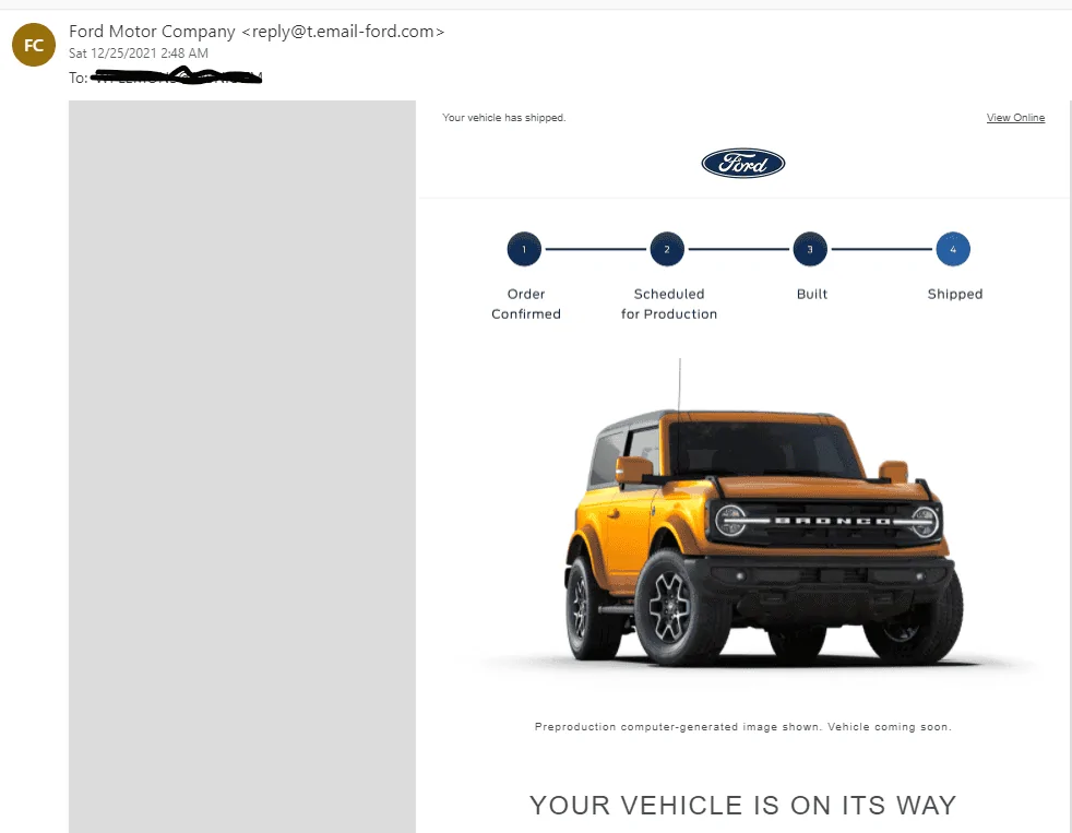 Ford Bronco Merry Christmas from Ford 1640449026837
