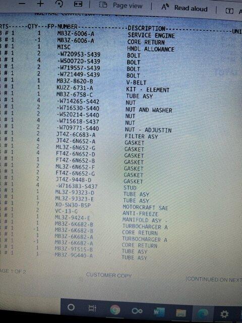 Ford Bronco 2.7 engine failure tracking thread - Ford Please! invoice 3