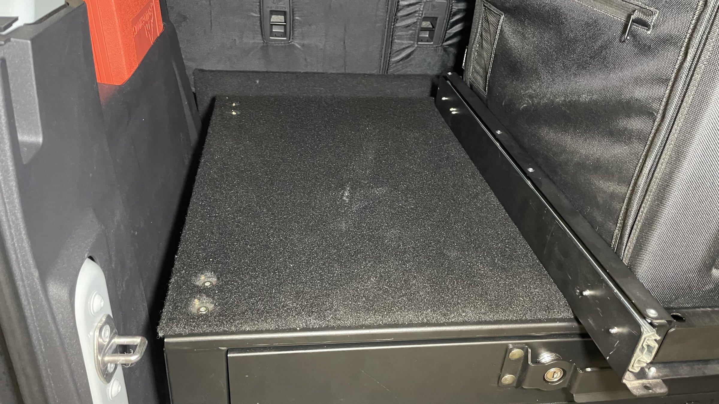 Ford Bronco Installed fridge slide on top of Tuffy cargo security drawer FE361996-A6EB-4CFB-A7A2-7E44CA9297C3