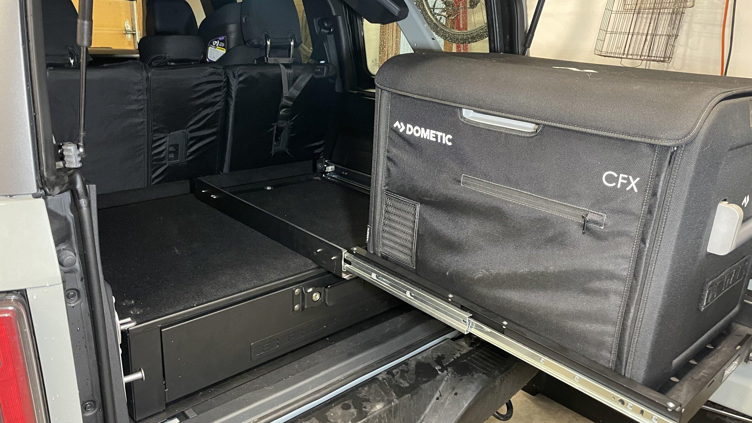 Ford Bronco Installed fridge slide on top of Tuffy cargo security drawer DE0619C5-965F-4C50-8972-59AAB5BC92A3