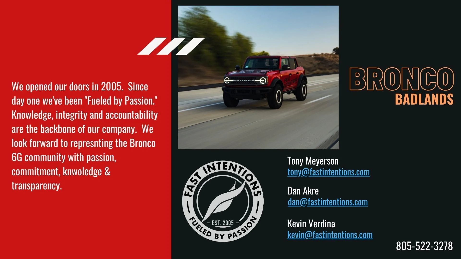 Ford Bronco Fast Intentions, Inc. Joins the Bronco6G Community 👊 Bronco 6G Intro_6