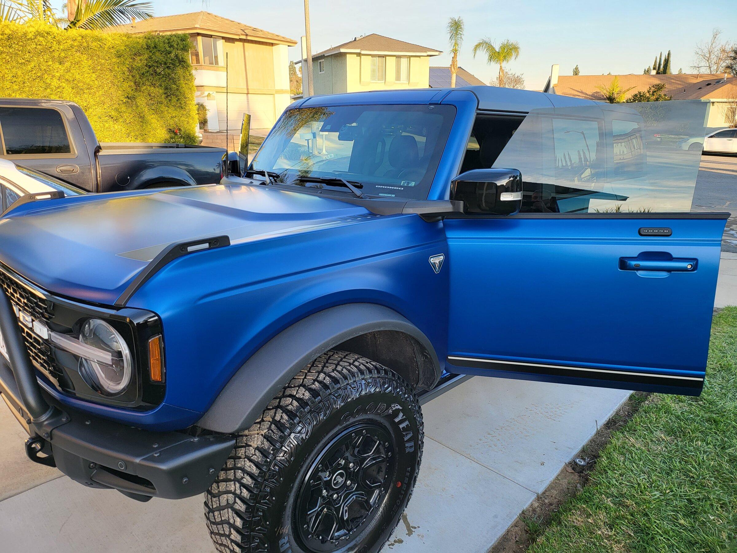 Ford Bronco PPF Stealth Satin Wrapped Lightning Blue First Edition Bronco and now Stirrups! 2